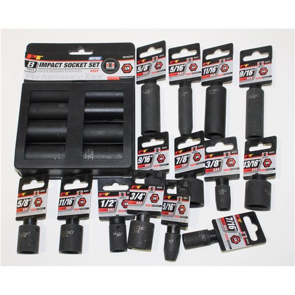 LOT OF 3/8" DRIVE SAE IMPACT SOCKETS