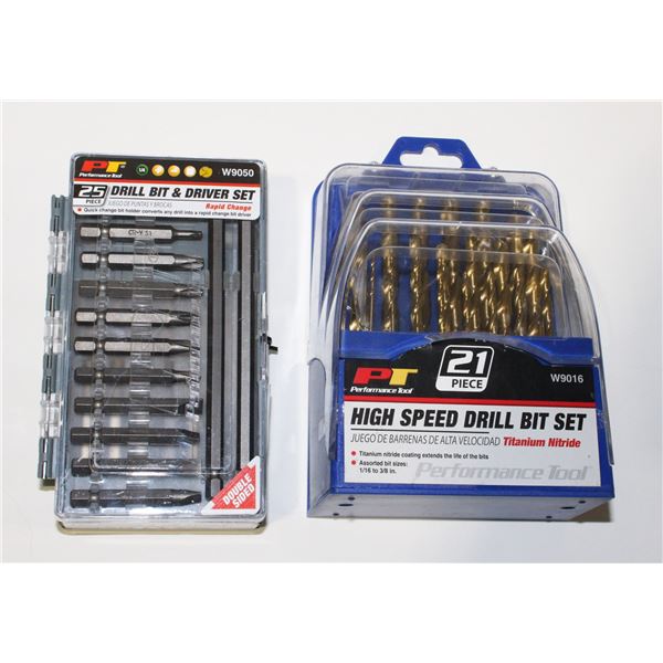 PT 25PC DRILL BIT AND DRIVER SET, AND PT 21PC HIGH