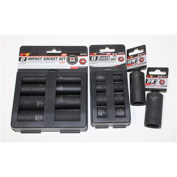 LOT OF 3/8" DRIVE IMPACT SOCKETS, ALL SAE