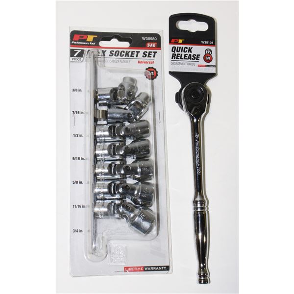PT 7PC SAE FLEX SOCKET SET AND QUICK RELEASE