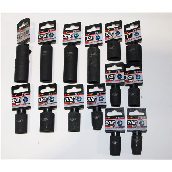LOT OF 1/2" DRIVE SAE IMPACT SOCKETS