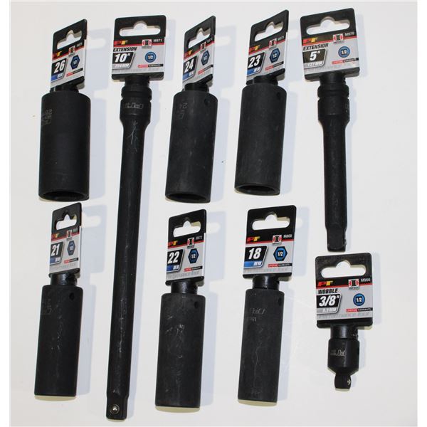 LOT OF 1/2" DRIVE METRIC IMPACT SOCKETS AND