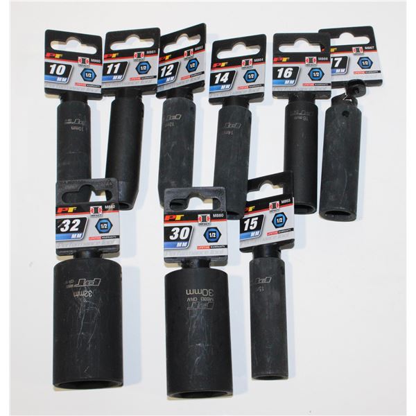 LOT OF 1/2" DRIVE METRIC IMPACT SOCKETS