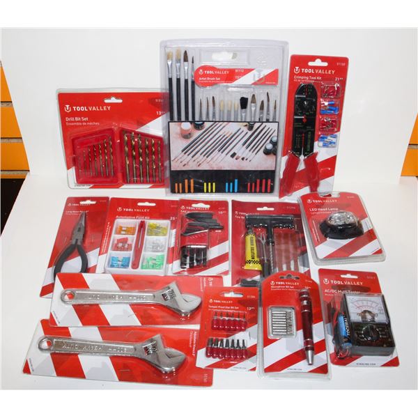 DRILL BIT SET, ADJUSTABLE WRENCHES, MULTI METER,