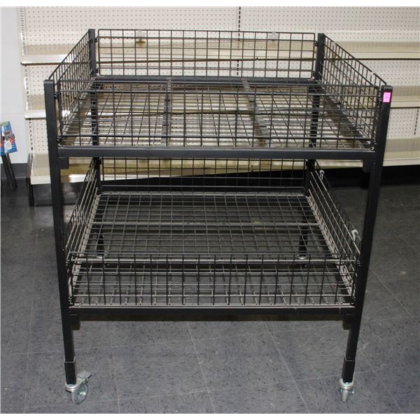 2 TIER RETAIL DISPLAY ON LOCKABLE WHEELS