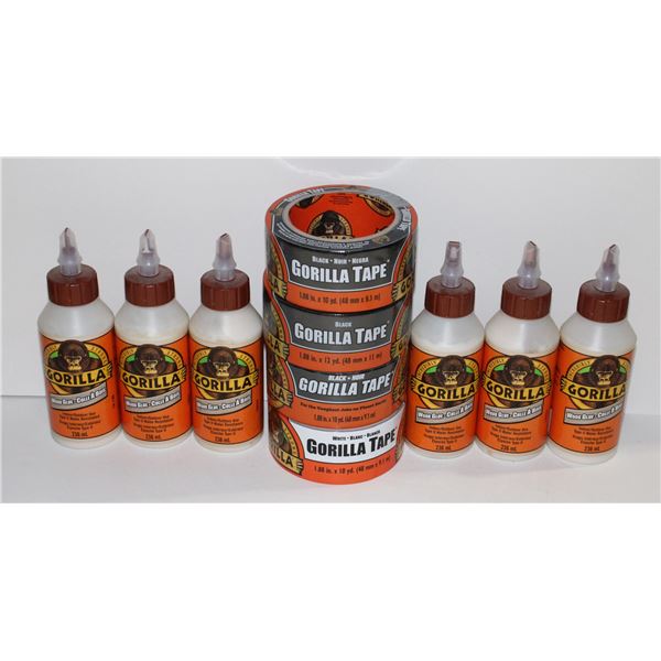 LOT OF GORILLA TAPE, AND GORILLA WOOD GLUE