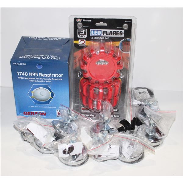 3PACK LED FLARES, N95 RESPIRATOR, AND MAGNETS