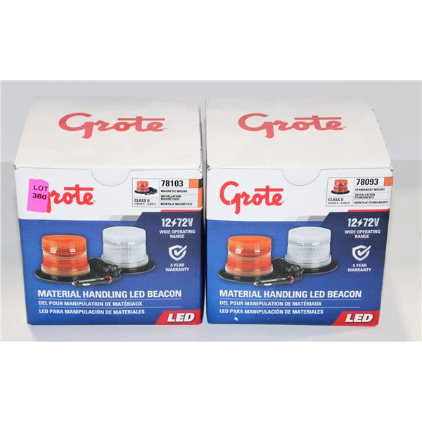 TWO GROTE AMBER LED MATERIAL HANDLING LED BEACON