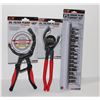 Image 1 : TWO DIFFERENT OIL FILTER PLIERS, AND 15PC DRAIN