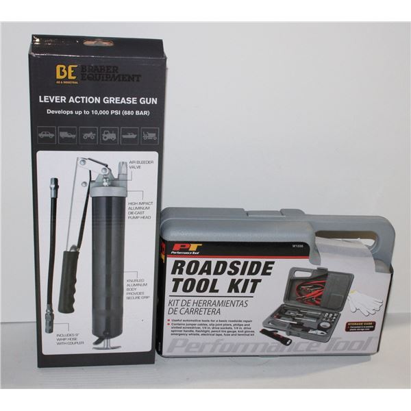 LEVER ACTION GREASE GUN, AND ROADSIDE TOOL KIT