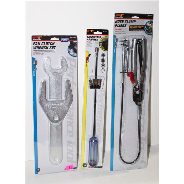 FAN CLUTCH WRENCH SET (FORD), CARBURETOR ADJUSTER,
