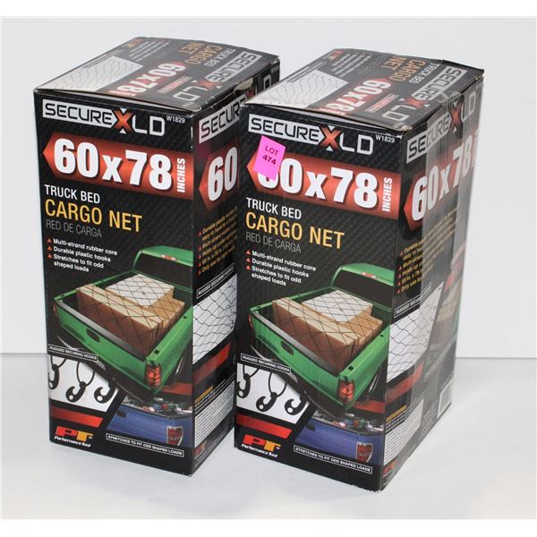 TWO 60" X 78" TRUCK BED CARGO NETS