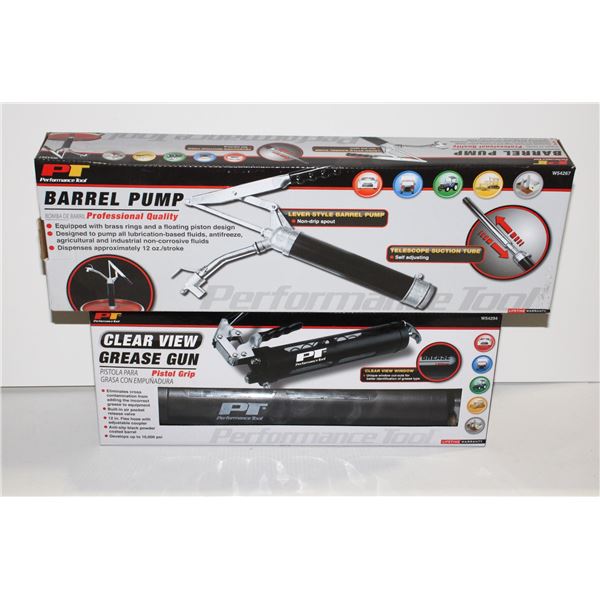 BARRELL PUMP, AND CLEAR VIEW GREASE GUN