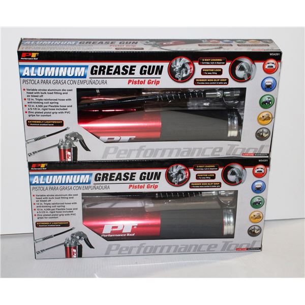 TWO ALUMINUM GREASE GUNS (PISTOL GRIP)