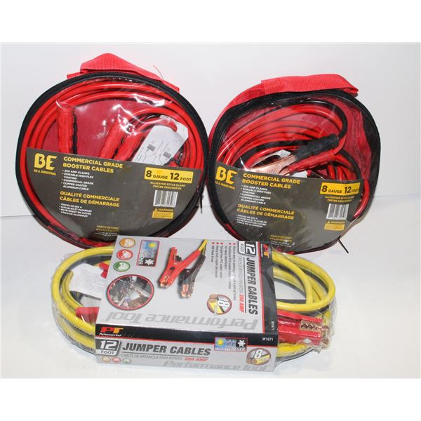 3 ASSORTED BOOSTER CABLES