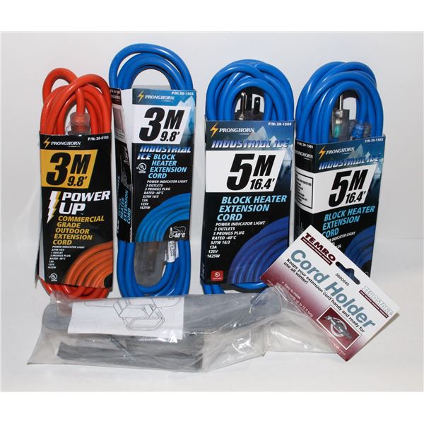 LOT OF BLOCK HEATER EXTENSION CORDS AND