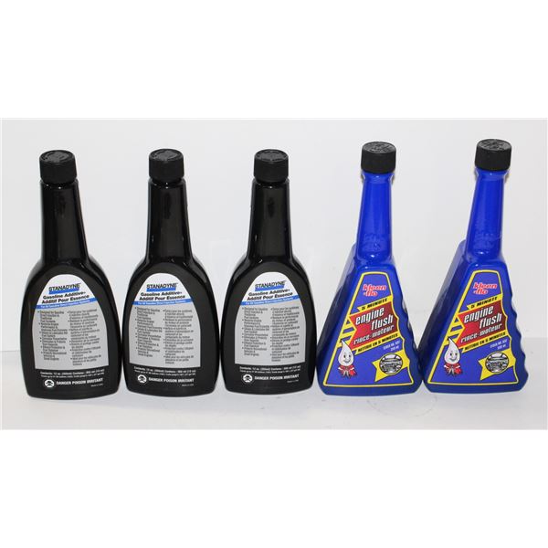 LOT OF AUTOMOTIVE FLUIDS INCLUDING KLEEN FLO