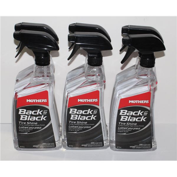 6 BOTTLES OF MOTHERS BACK TO BLACK TIRE SHINE