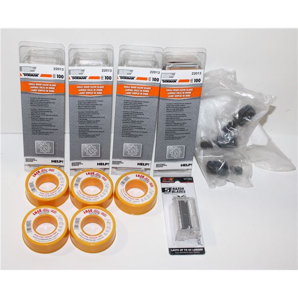 LOT OF DOORMAN RAZOR BLADES, FITTINGS,
