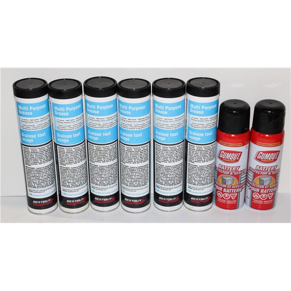 LOT OF MULTI PURPOSE GREASE, AND GUMOUT