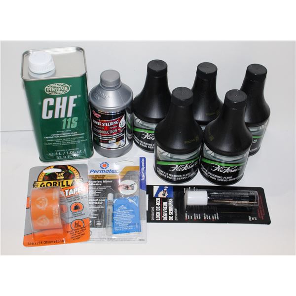 LOT OF CHF 11S POWER STEERING FLUID, GORILLA