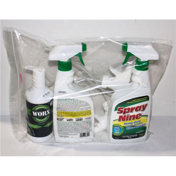 LOT OF SPRAY NINE, AND WORX CLEANERS