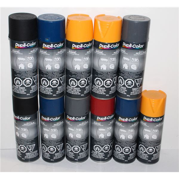 LOT OF DUPLI-COLOR ENAMEL SPRAY PAINT