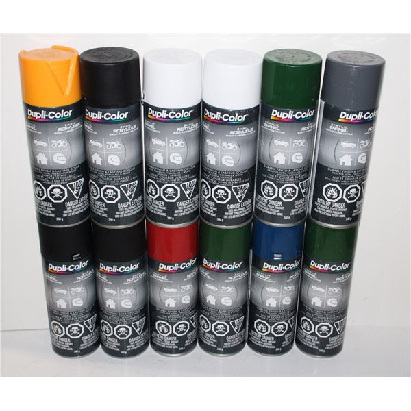 LOT OF DUPLI-COLOR ENAMEL SPRAY PAINT