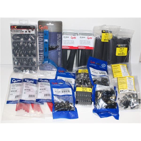 LOT OF ELECTRICAL SHRINK TUBING, CABLE TIE