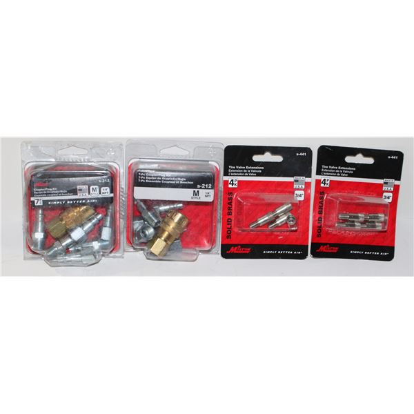TIRE VALVE EXTENSIONS, AND COUPLER/ PLUG SETS