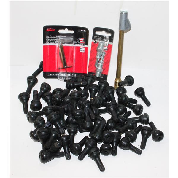 TIRE DEPTH GUAGE, TUBELESS TIRE VALVES , AND MORE