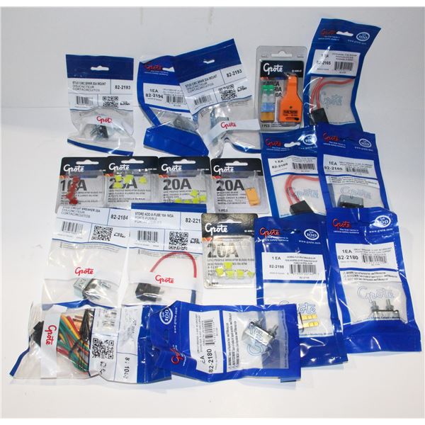 LOT OF GROTE ELECTRICAL ITEMS, FUSES, AND MORE