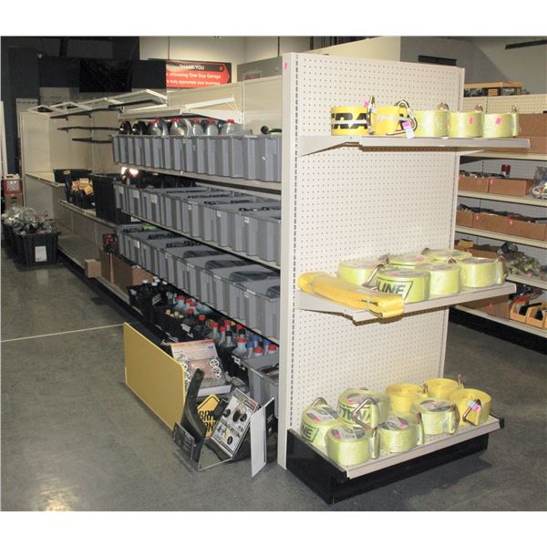 24' RETAIL DISPLAY SHELVING. PEGBOARD BACK