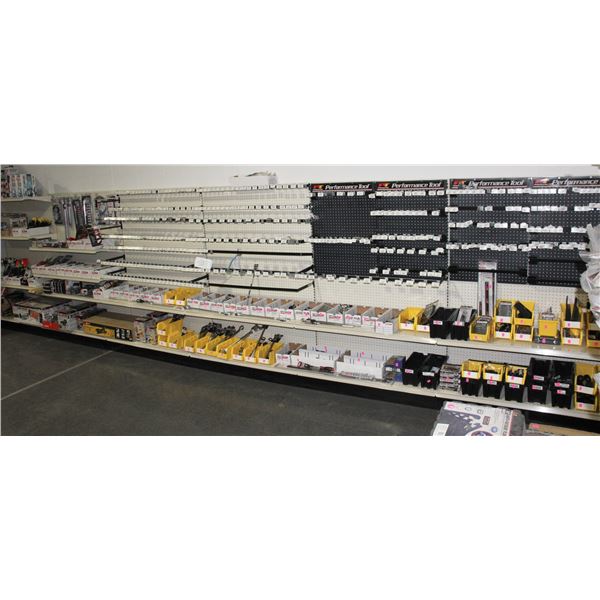 24' RETAIL DISPLAY SHELVING. PEGBOARD BACK