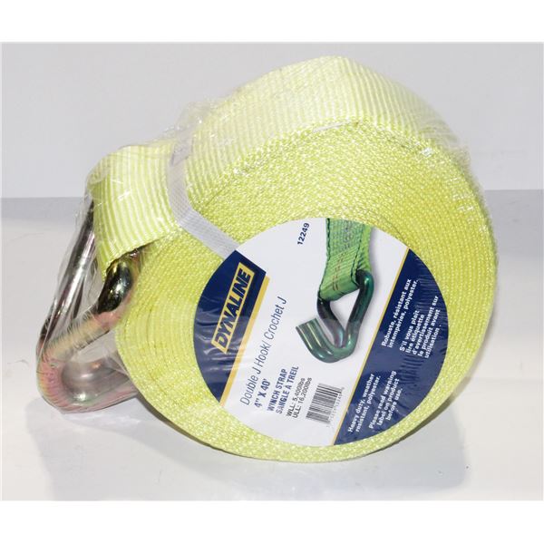 DYNALINE DOUBLE J HOOK 4" X 40' WINCH STRAP