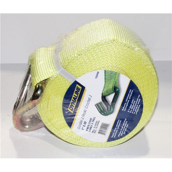 DYNALINE DOUBLE J HOOK 4" X 40' WINCH STRAP