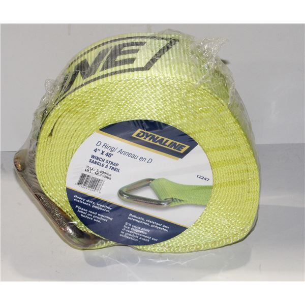 DYNALINE D RING 4" X 40' WINCH STRAP