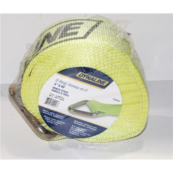 DYNALINE D RING 4" X 40' WINCH STRAP