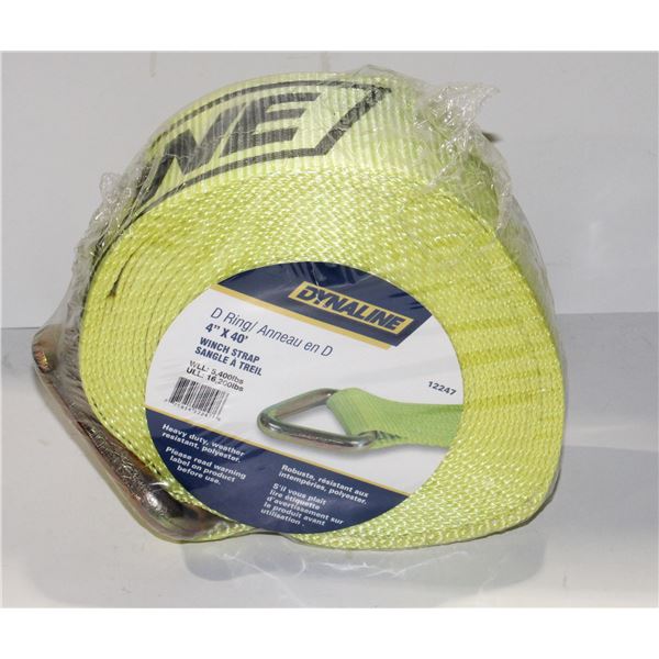 DYNALINE D RING 4" X 40' WINCH STRAP