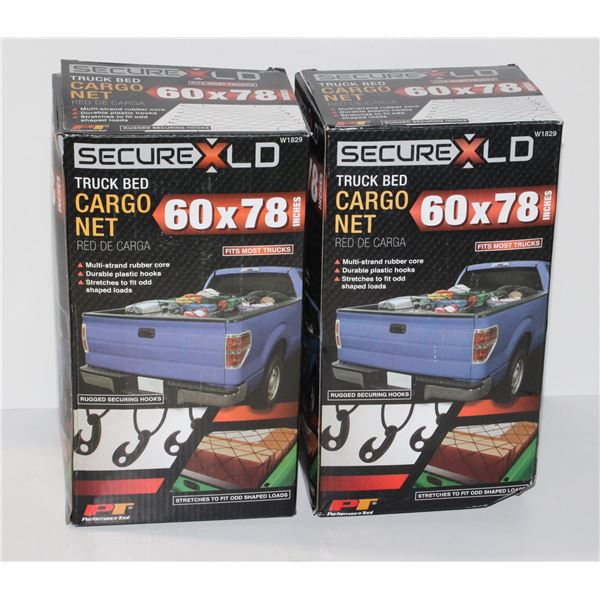 TWO 60" X 78" TRUCK BED CARGO NETS