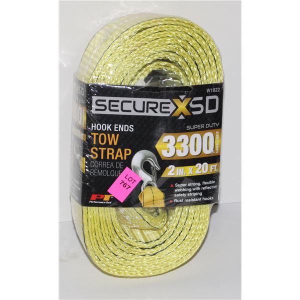 2" X 20' TOW STRAP (HOOK ENDS)
