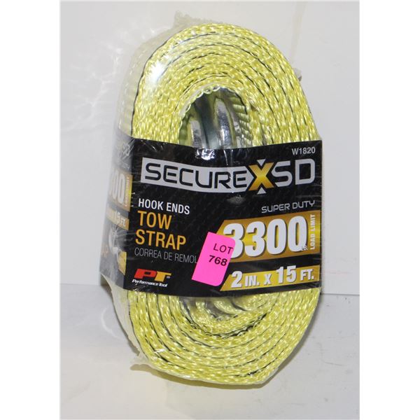2" X 15' TOW STRAP (HOOK ENDS)