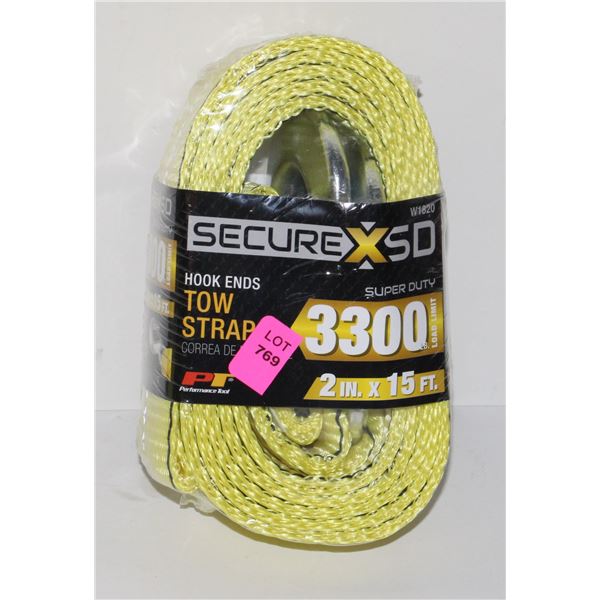 2" X 15' TOW STRAP (HOOK ENDS)