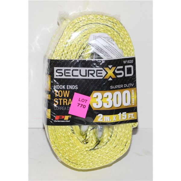 2" X 15' TOW STRAP (HOOK ENDS)