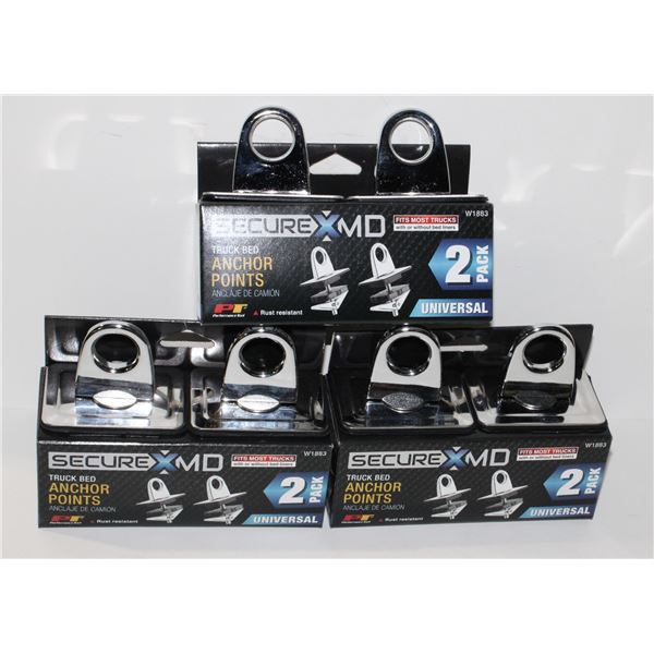 THREE SETS OF 2 TRUCK BED ANCHOR POINTS