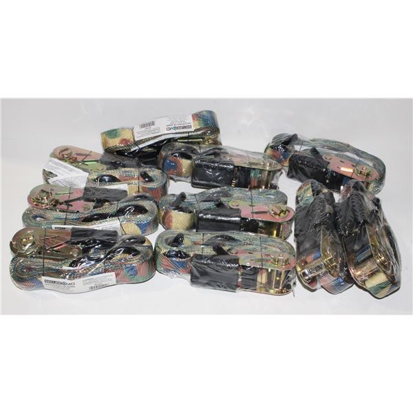 LOT OF 1" X 15' RATCHETING TIE DOWNS