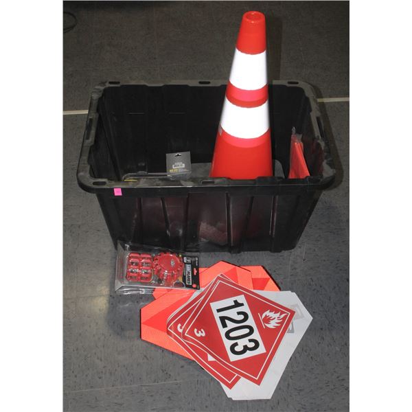 LOT OF TRAFFIC SAFETY ITEMS INCLUDING LED FLARES,