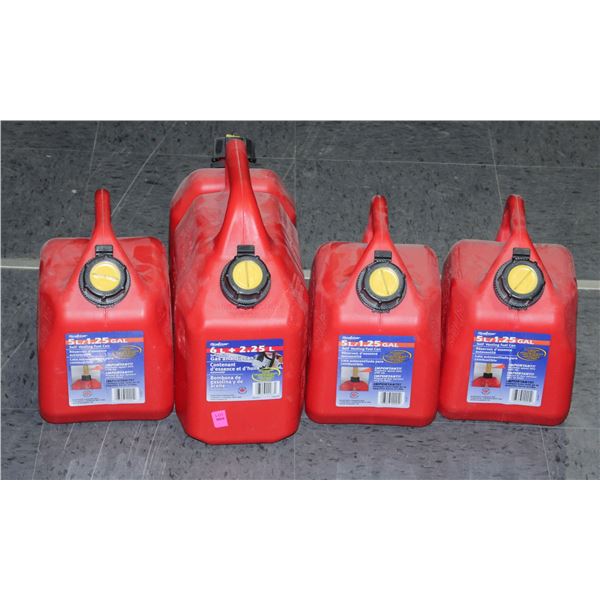 LOT OF 4 SELF VENTING FUEL CANS