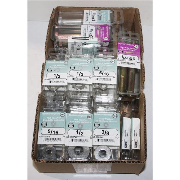 LOT OF WASHERS AND CAP SCREWS