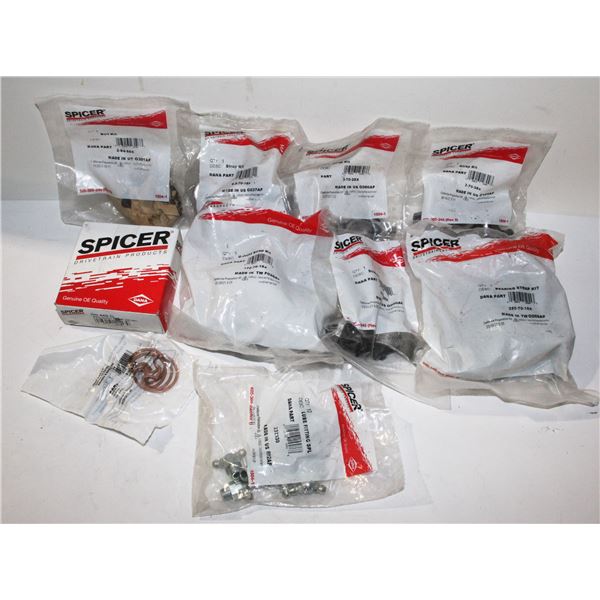 LOT OF SPICER STRAP KITS, U JOINTS